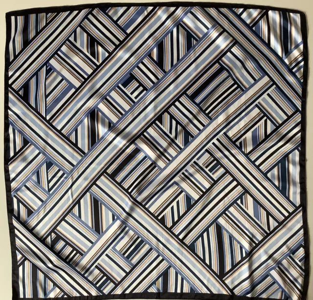 Sciarpa vintage donna vintage vintage vintage a righe blu 28 pollici a righe geometriche quadrate
