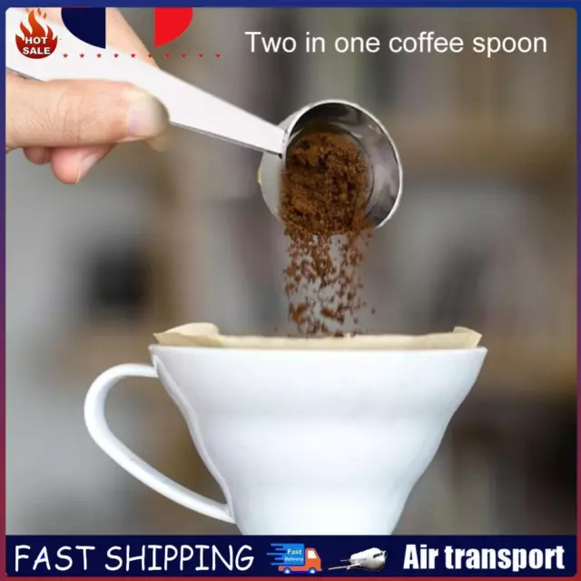 2 in 1 Stainless Steel Coffee Tamping Measuring Spoon Coffee Bean Powder Scoop F