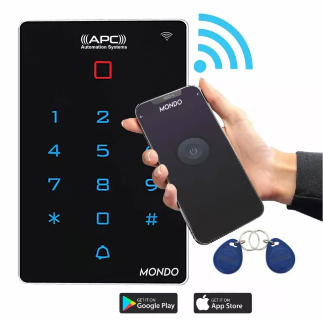 Smart Access Control WIFI Keypad, APC Mondo WiFi Keypad Mobile APP & Swipe Tag