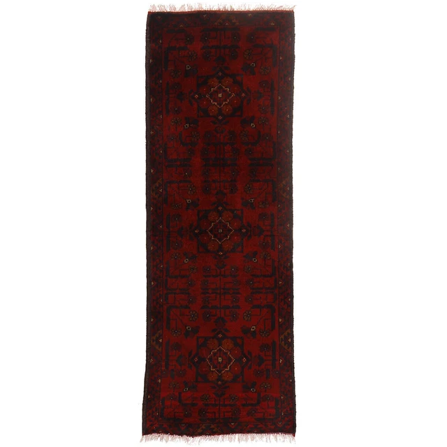 Alfombra Hallway Runner oriental afgana de lana roja algodón 142 x 52 cm 1'7x4'6 Y15921
