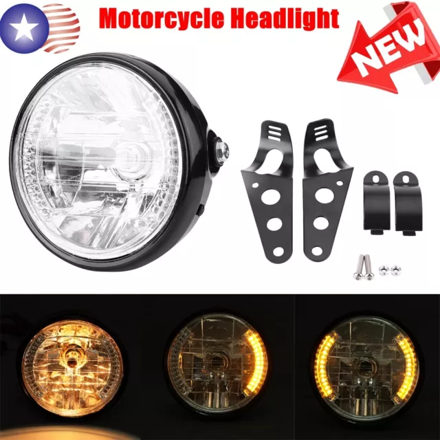 Universal 7inch Motorcycle Headlight LED Turn Signal Indicators With Bracket US