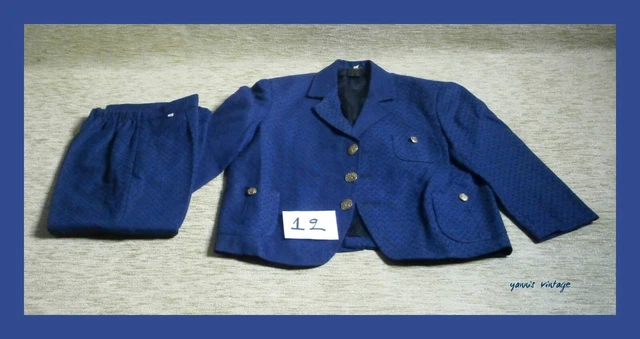 Abito Autunno Bambini Ragazzi Nuovo Blu Retrò Vintage Anni 70 Grecia Greco