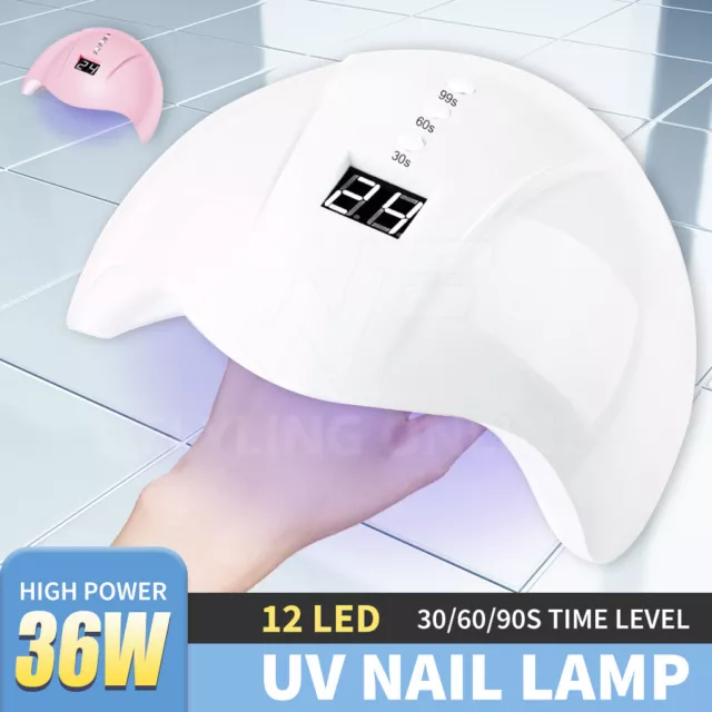 36W LED Nail Lamp Gel Nail Polish Dryer Timer Light Fast UV Curing Auto Sensor