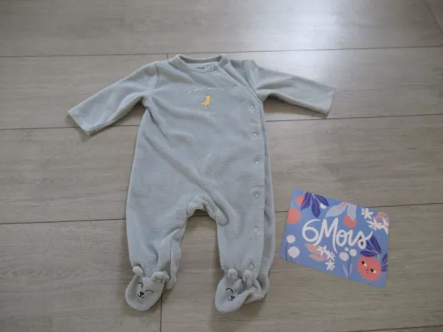 bébé garçon 1 pyjama en velours vert clair poussin de papa kiabi taille 6 mois