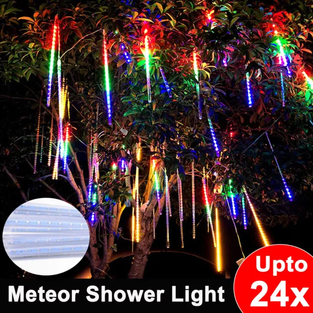 LED Meteor Shower Rain Drop String Lights Xmas LED Tube lights Icicle Tree Decor