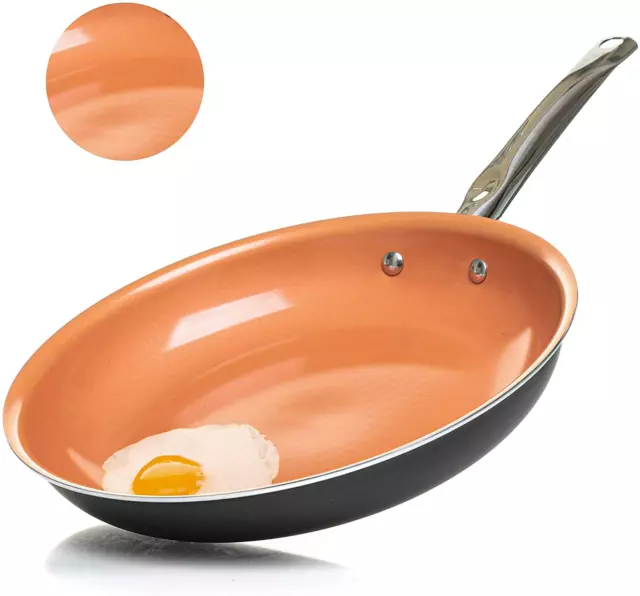 Home Icon - Non Stick Copper Granite Frying Pan for Healthy Cooking with Little