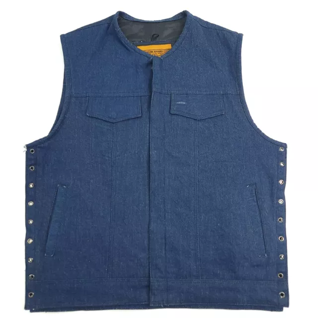 Dream Apparel Heavy Motorcycle Blue Denim Vest Deep Inside Pockets Men's Size 48