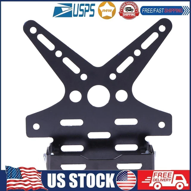 Universal Motorcycle Adjustable Number License Plate Mount Holder (Black)