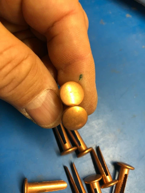 VINTAGE Unbranded COPPER RIVETS 10 PCS REPURPOSE for STEAMPUNK Bifurcated