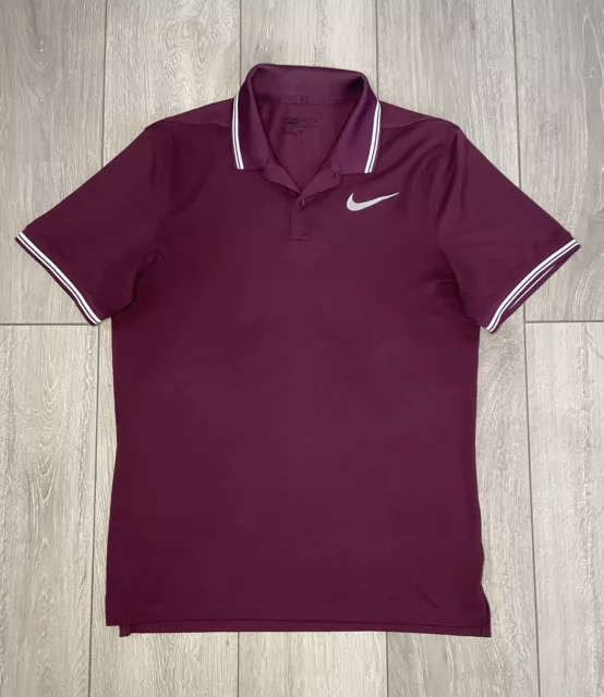 Polo Nike Dri-Fit Golf Shirt uomo UK taglia media M borgogna vestibilità moderna