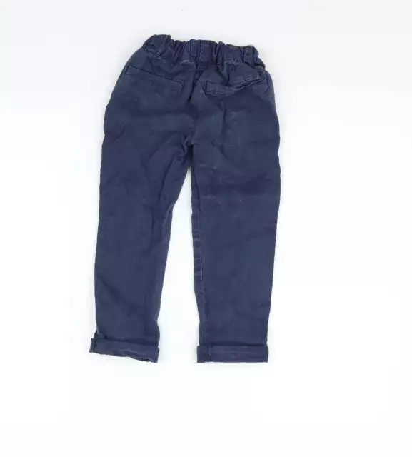 NEXT Girls Blue Cotton Chino Trousers Size 4-5 Years Regular Button 2