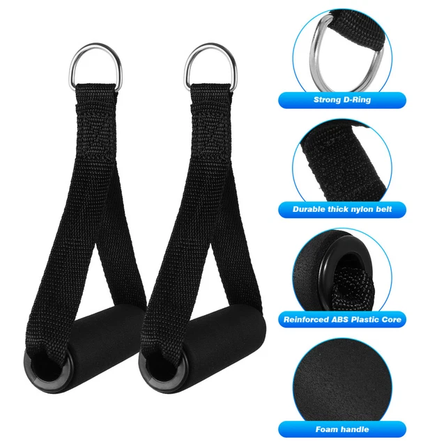 Set 2 Maniglie Per Fascia Di Resistenza Con Moschettoni - Impugnature Palestra In Nylon E PP - Supporto 260 Kg