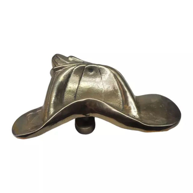 Vintage Brass Fireman's Hat Door Knocker Solid Heavy Fire Helmet Decor