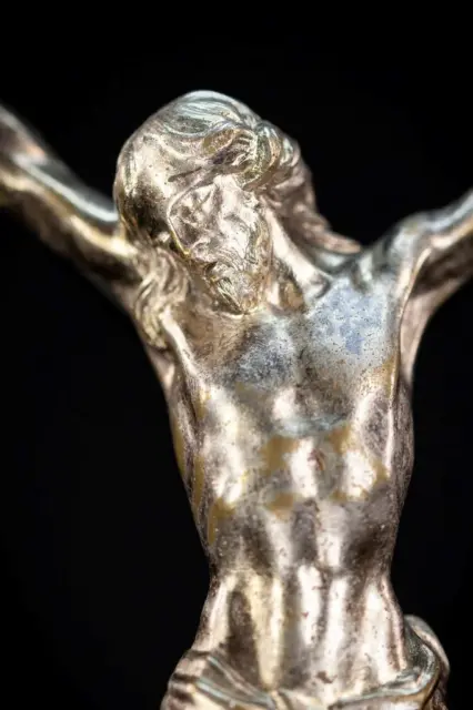 Corpus Christi Sculpture |  Antique French Jesus Silver Plated Bronze | 1700s _ 2