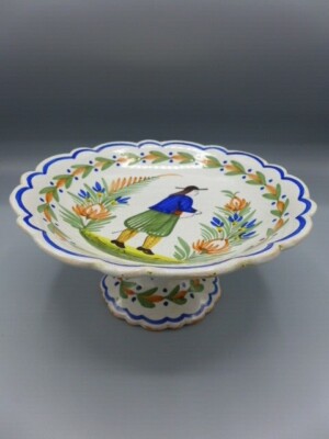 BRETAGNE  FAIENCE  QUIMPER  ADOLPHE PORQUIER  COUPE AU BRETON SIGNEE 