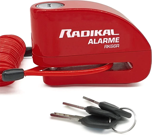 RK66R Bloccadisco Moto Allarme 110Db, Bloccaggio Ø6 Universale, 3 Chiavi, Access