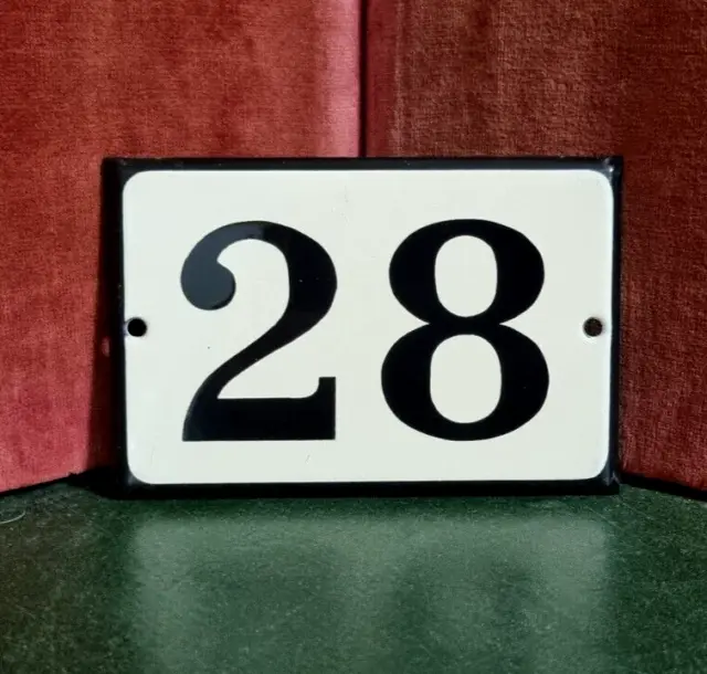 Vintage French enamel house sign number 28 for door gate wall street portal .