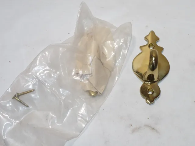 2 Polished Brass Coat Hooks 4” T x 1-7/8” W x 1-3/8” D