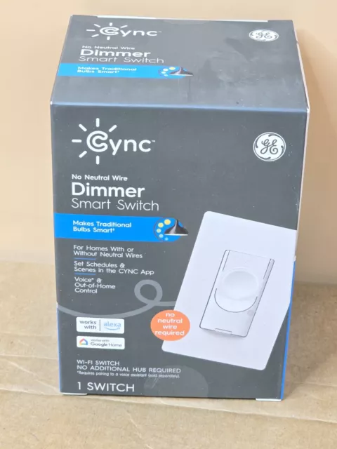 GE CYNC Smart Dimmer Light Switch No Neutral Wire Required Bluetooth