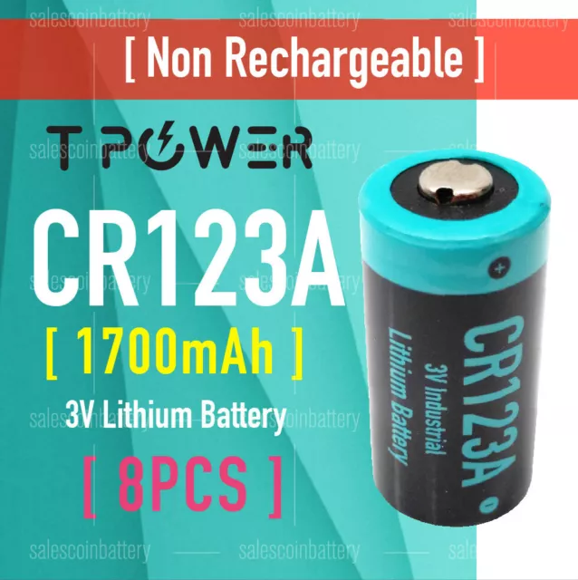 8XTpower CR123A 3V Battery 1700mAh for Netgear Arlo Security Camera VMS3330 3430