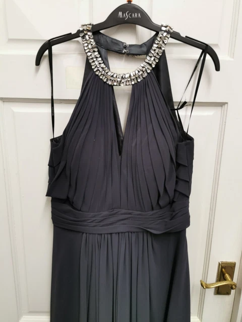 Mascara Mc181212BM size 12 Evening Dress charcoal grey beaded halter BNWT