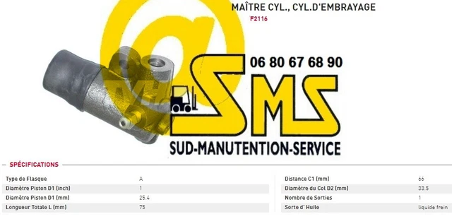 Maitre Cylindre D Embrayage Fenwick Linde  Piece Rechange Chariot Elevateur