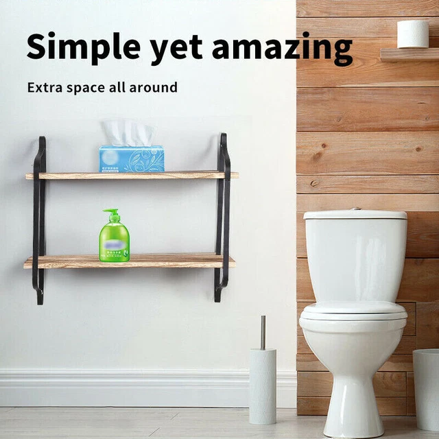 60x15x50cm Floating Wall Shelves Mount Rack Rustic Bathroom Storage Display US