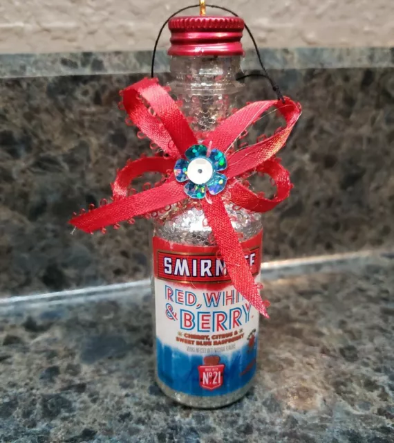 Smirnoff Red White & Berry Mini Plastic Liquor Bottle Christmas Ornament