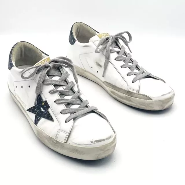 Golden Goose Superstar Classic White Leather Flower Print Star Womens 40 | 10 US