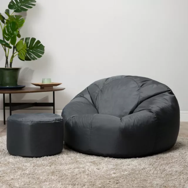 Adults Bean Bag Chair and Footstool Indoor Outdoor Extra Large Garden Beanbag XL