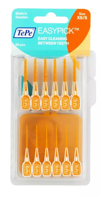 TePe Easy Pick XS/S, Orange - 72 Brushes & 2x Travel Cases -Best Price Around