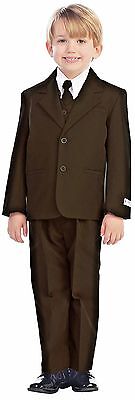 5-Piece Boy's 2-Button Dress Suit- Brown