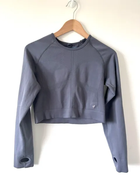 Primark Grey Cropped Long Sleeved Work Out Top Size 12-14