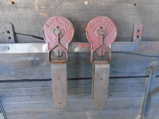 Antique/Primitive Sure Grip Original Barn Door Rollers Restored With Track