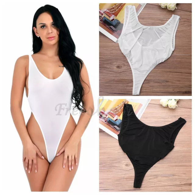 Sexy Women's See through Bodysuit Lingerie High Cut Thongs Leotard Swimwear