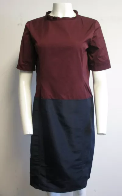 BURBERRY PRORSUM navy & maroon color block short sleeve sheath dress sz 44