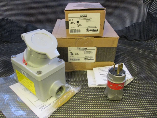 Appleton Efsc175-2023 & Ecp2023  20A Explosion Proof Receptacle + Plug Set 125V