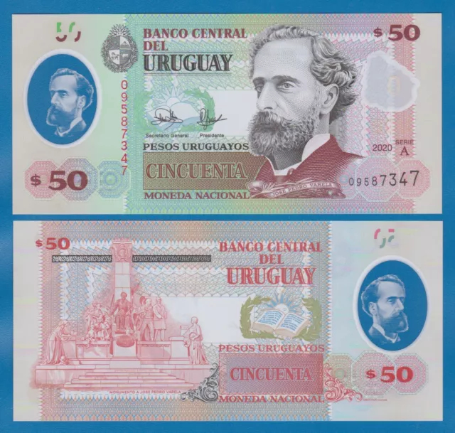 Uruguay 50 pesos uruguayos P 102a nuevo polímero UNC serie "A" (P 102a)