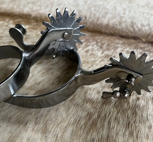 Adult Size Chrome Plated Spurs with Jingle Bobs On Rowels PAIR 2