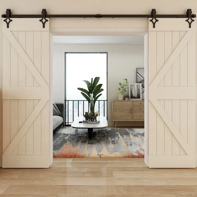 CCJH 4-20FT Sliding Barn Door Hardware Closet Track Kit for Single/Double Door 3
