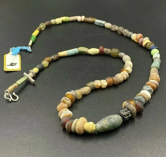 Old Beads Ancient Millefiori Multi Color Roman Glass Jewelry Necklace Antiquity