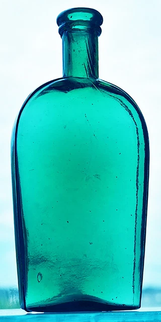 RARE COLOR Strapsided Flask! deep bluish green half-pint size,