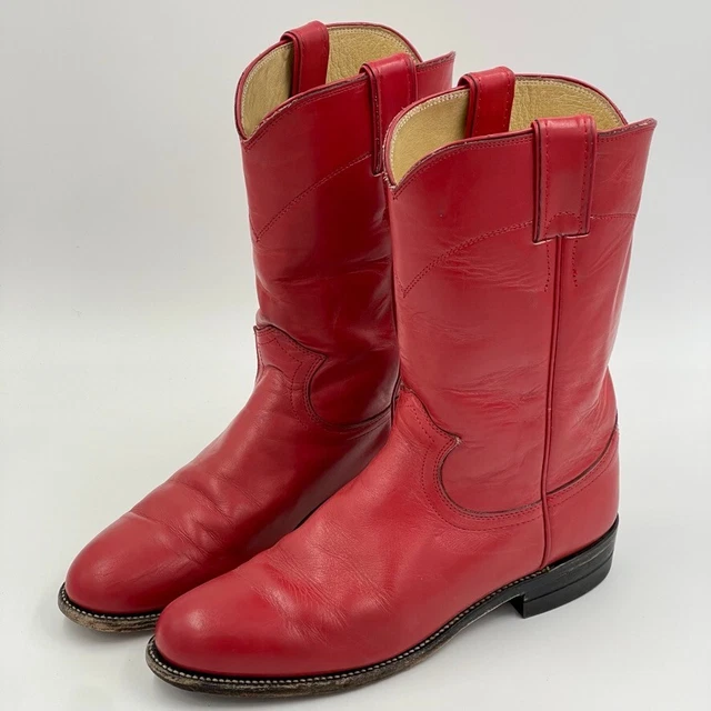 Justin Boots Womens 7 B Red Roper Cowboy Cowgirl Western Rodeo USA Made L3055