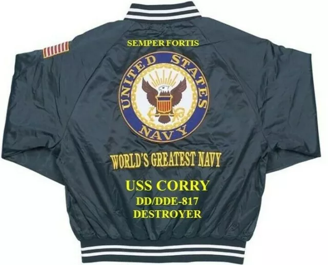 Uss Corry  Dd/Dde-817 Destroyer  Embroidered Satin Jacket(Back Only)