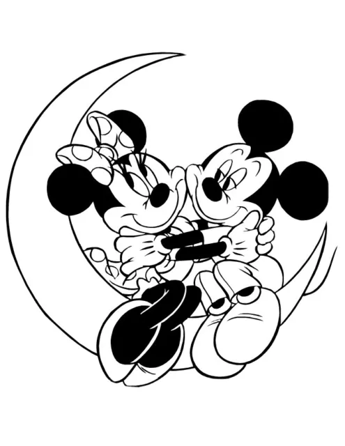 Mickey And Minnie Mouse on the moon wall Sticker picture disney art decal poster