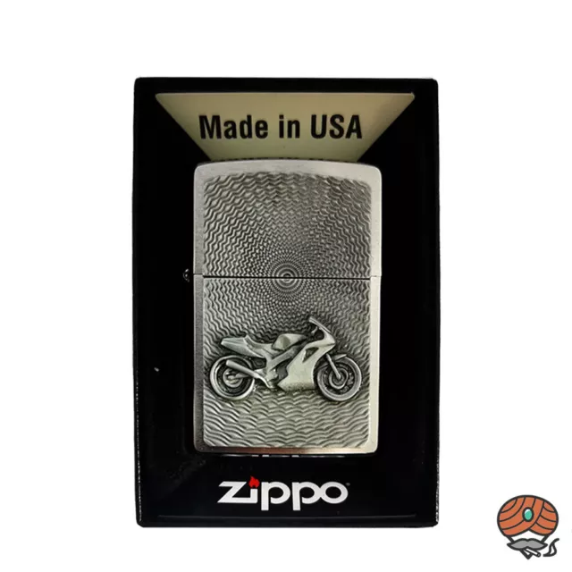 Zippo Benzin-Feuerzeug Bike Emblem Chrom gebürstet, unbefüllt