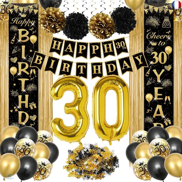 Décoration Anniversaire 20 Ans Femme - Kit Ballons Rose Or Noir, Banderole, Couronne, Diadème, Pour Fête Fille