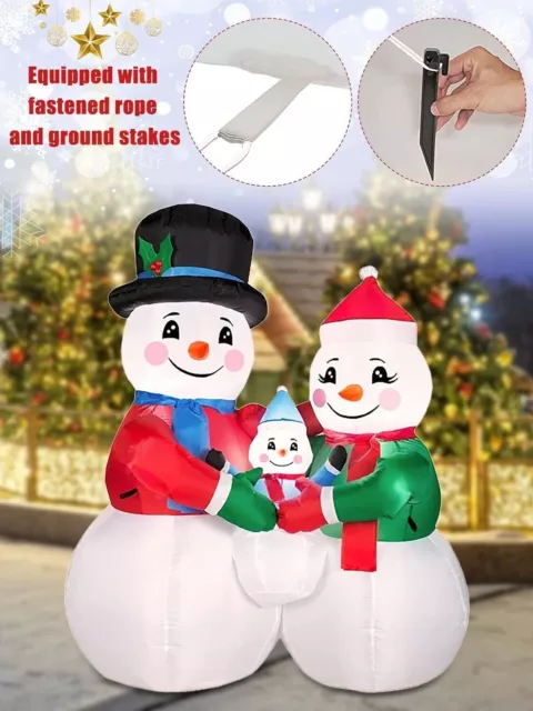 6ft Inflatable Christmas Snowman Family LED Light Blow up Outdoor Yard Decor NEW 3