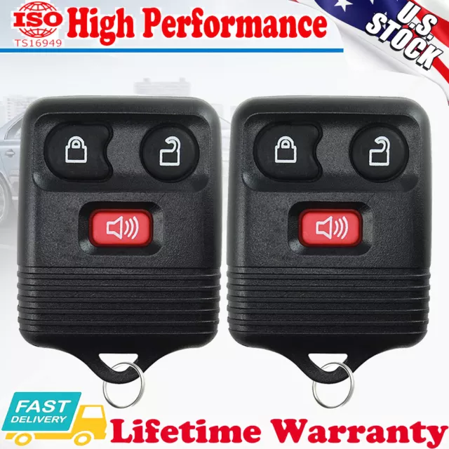 2Pcs Keyless Entry Remote Control Key Fob Clicker Transmitter 3 Button -Black US