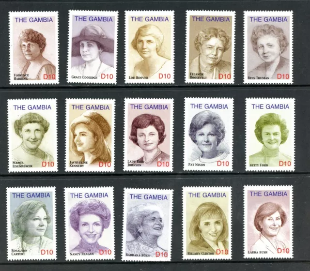 R0026 Gambie 2007 US First Femmes - Harding To Bush 15v. MNH